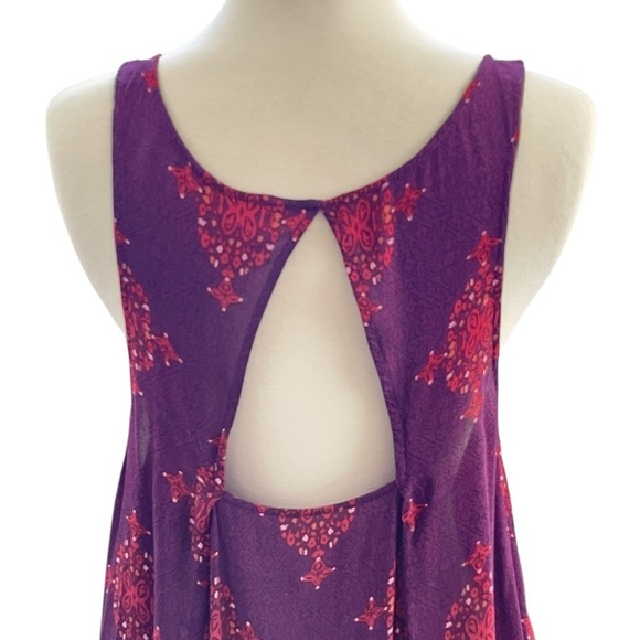 Free People Annka Border Slip Dress Asymmetrical Purple and Pink High-Lo Size M - Picture 9 of 15
